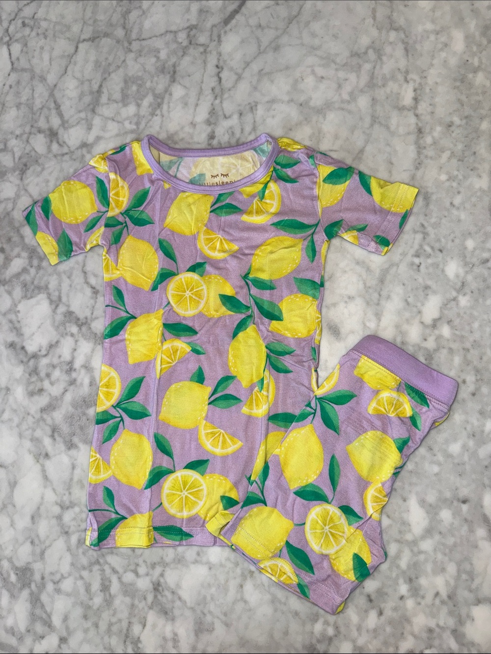 Little Sleepies Lemon Print Pajama Set - Purple & Yellow 4T